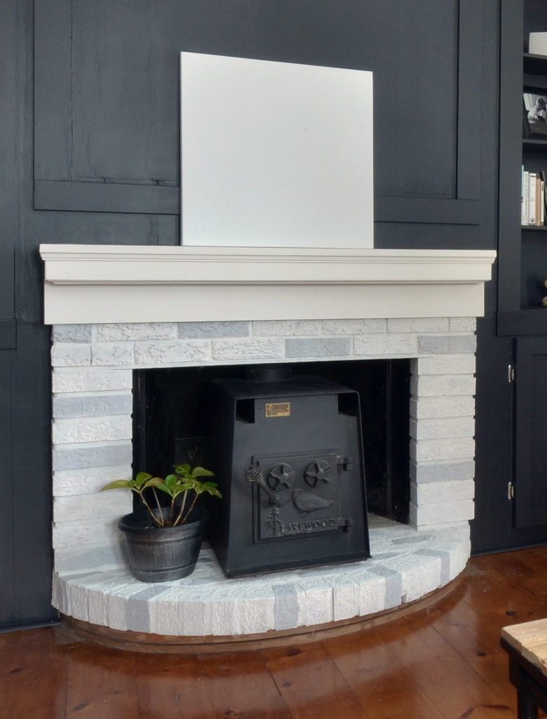 fire place whitewash brick