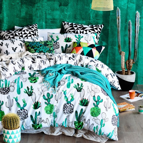 cactus bedding, cactus bedspread, cactus trends in home decor